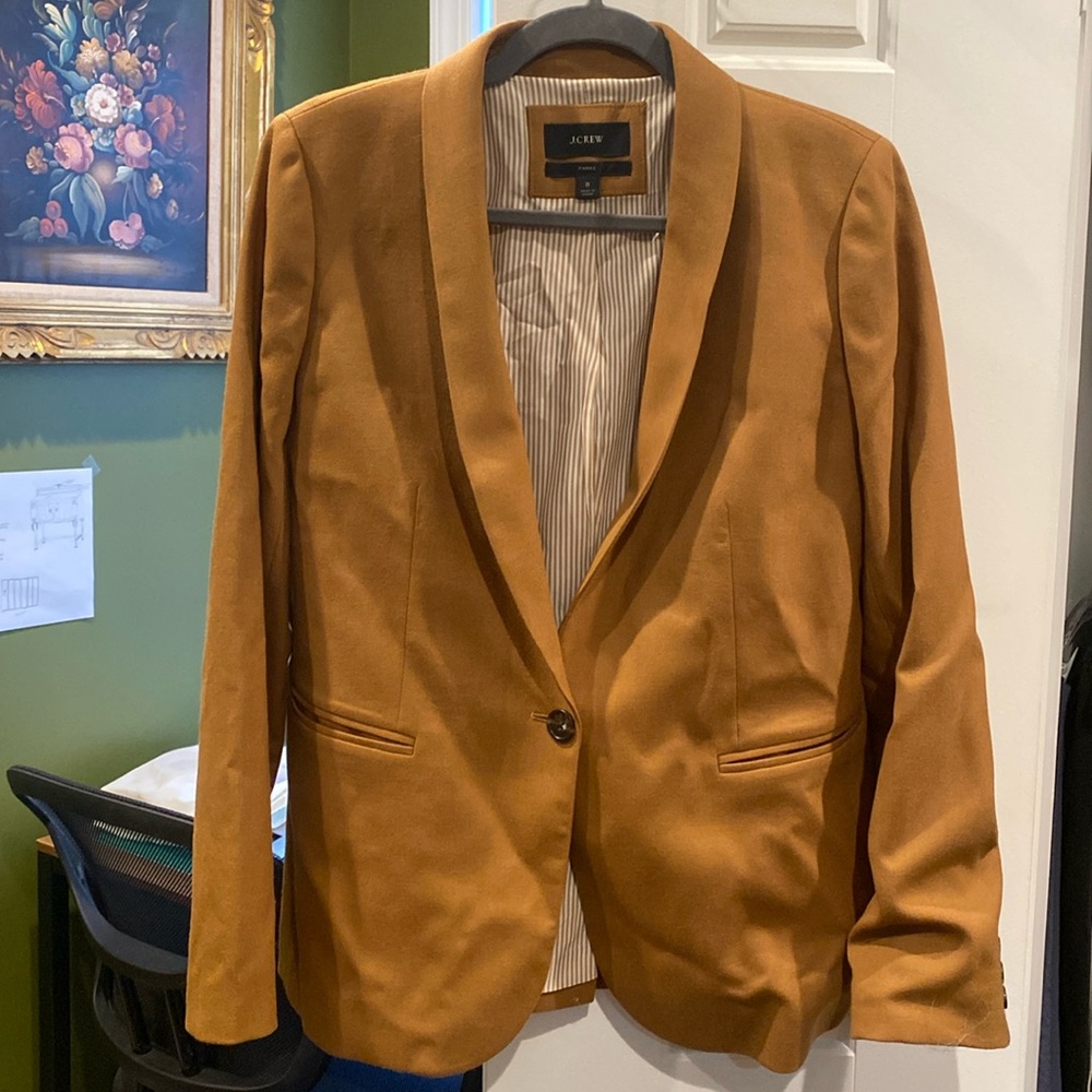 J.Crew Womens Tan Parke Single Button Wool Blazer Size 8